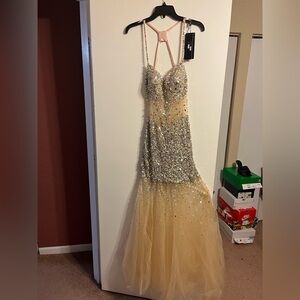 Brand new with tags shimmer evening or prom dress, gem detail